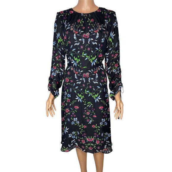 Milly Dresses & Skirts - Milly Diana Silk Dress size 8 Black Floral New Fit and flare Cocktail